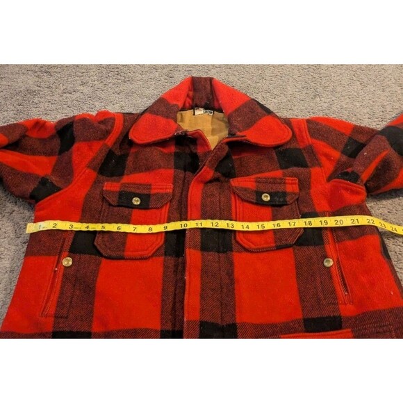 Vintage 1950's Woolrich Mackinaw Red Buffalo Plaid Wool Jacket Men's 42 - Picture 6 of 8